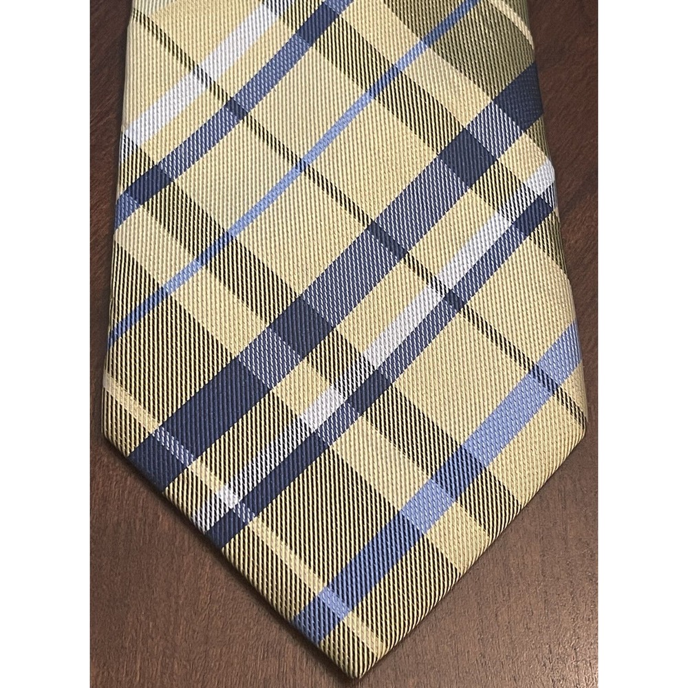 Sparks John Sparks Yellow Blue Hand Made 100% Polyester Men’s Neck Tie